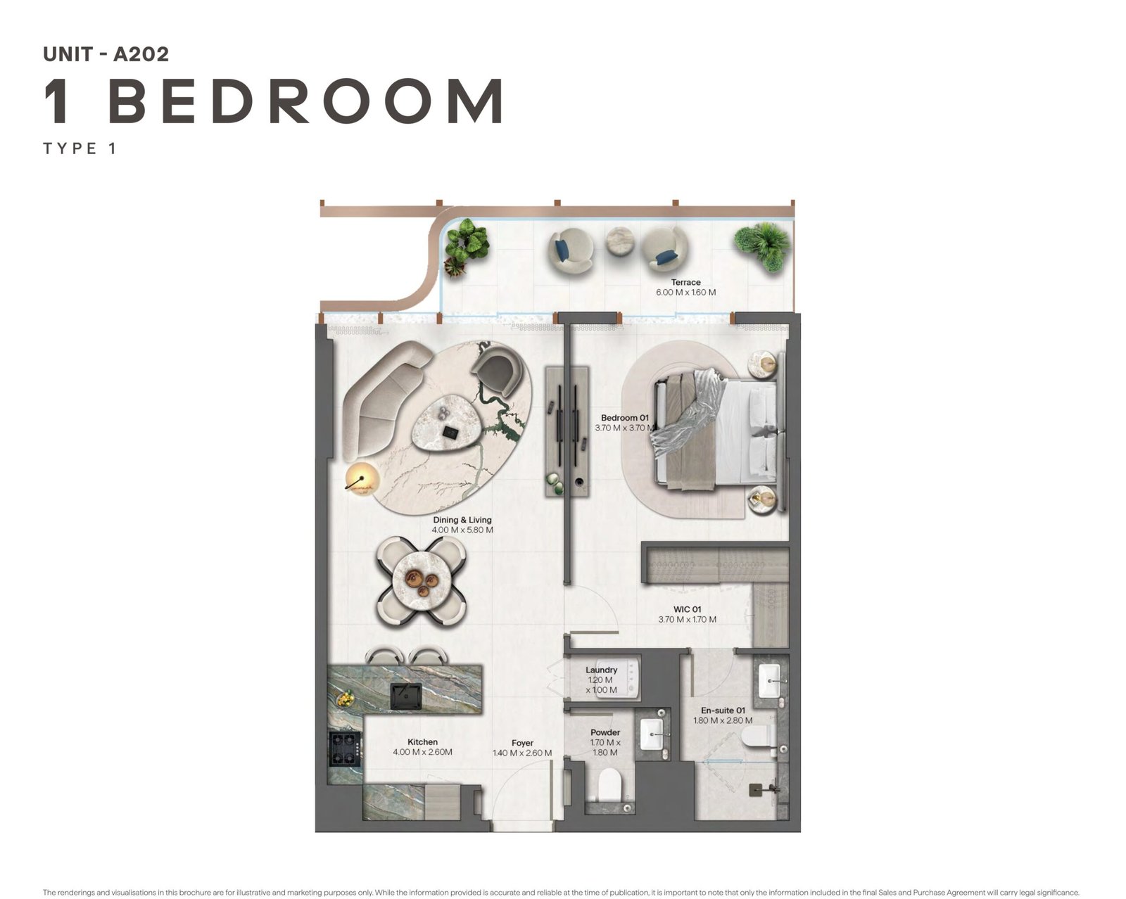 Hado Dubai Islands Siora 1 Bedroom Apartment floor plan