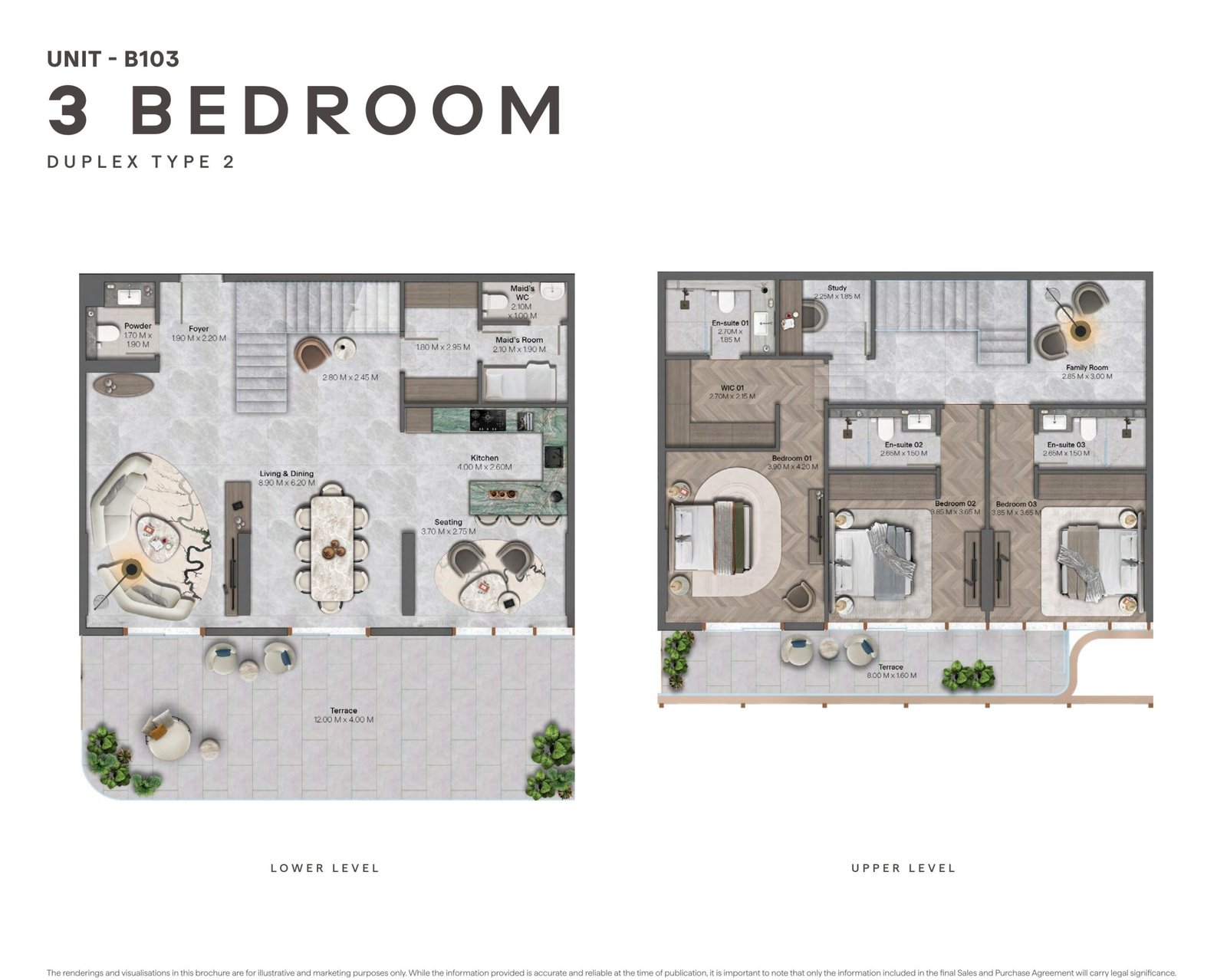 Hado Dubai Islands Siora 3 Bedroom Duplex (Type 2) floor plan