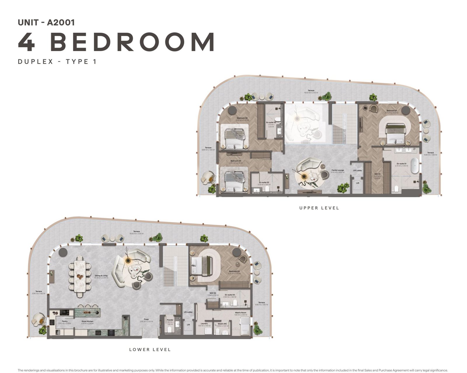 Hado Dubai Islands Siora 4 Bedroom Duplex (Signature Collection, Type 1) floor plan